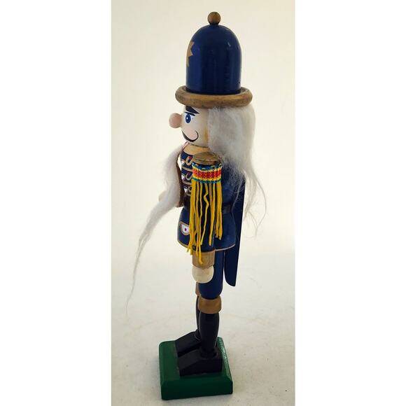 NUTCRACKER-Wooden-Soldier-Blue Uniform-Gold Star Hat-10" Tall-Hand Painted - Picture 5 of 11